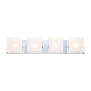 lot 1877 image: Eglo Alea 4-light Chrome Vanity Light with Striped Satinated Glass- Retail$114.99