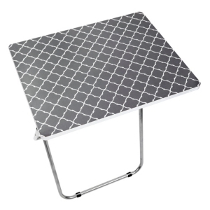 lot 7035 image: Home Basics Lattice Grey and White Multi-Purpose Foldable Table, 19 x 15 25.5