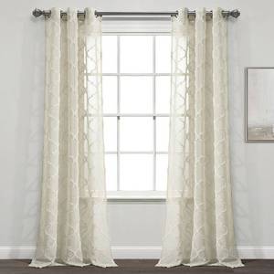 lot 7036 image: Lush Decor Avon Trellis Grommet Sheer Window Curtain Panel Pair