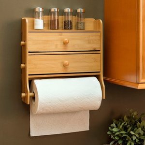 lot 7883 image: Paper Towel Holder with Integrated Wrap Dispenser