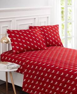 lot 12730 image: Contempo Deer 4 Piece Sheet Set, Queen Bedding