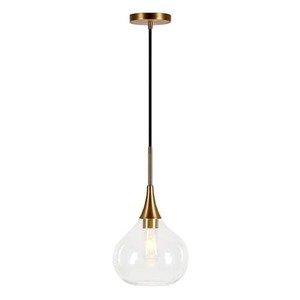 lot 12734 image: Ida Pendant- Brass and Clear Glass- Retail$93.99