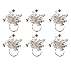 lot 12737 image: Design Imports Multi-Beaded Kitchen Napkin Ring Set (Set of 6)