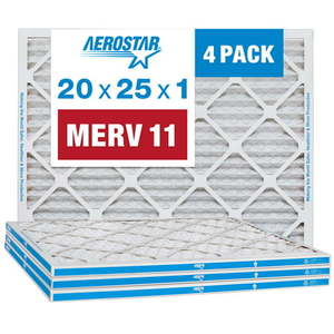 lot 3213 image: Aerostar 20x25x1 MERV 11 Pleated Air Filter AC Furnace Air Filter 4 Pack