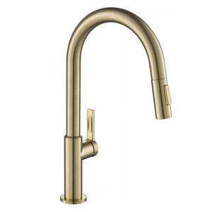 lot 3217 image: Kraus Oletto Single Handle Pull-Down Kitchen Faucet in Spot Free Antique Champagne Bronze