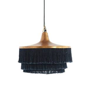 lot 7017 image: Creative Co-Op Charcoal Metal Pendant Light with Fringe