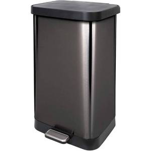 lot 12477 image: Glad 20 Gal. Stainless Steel Step Can with Antimicrobial Lid, Pewter, Bronzecopper metallic