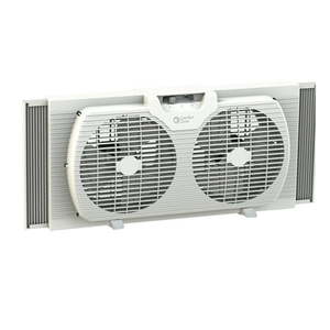 lot 12481 image: Comfort Zone 9 Twin Window Fan with Reversible Airflow Control White