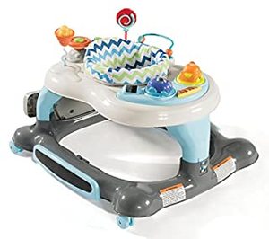 lot 12577 image: Storkcraft 3-in-1 Activity Walker and Rocker with Jumping Board and Feeding Tray - Blue