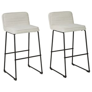 lot 12680 image: Signature Design by Ashley Nerison Beige Upholstered Bar Height Stool Set of 2 - Retail $180.99