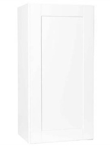 lot 7023 image: Hampton Bay Shaker Satin White Stock Assembled Wall Kitchen Cabinet (18 in. x 36 in. x 12 in.)