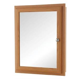lot 12230 image: Home Decorators Collection 20-34 in. x 25-34 in. Fog Free Framed Recessed or Surface-Mount Bathroom Medicine Cabinet in Oak, Brown