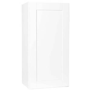 lot 12711 image: Hampton Bay Shaker Satin White Stock Assembled Wall Kitchen Cabinet (18 in. x 36 in. x 12 in.)