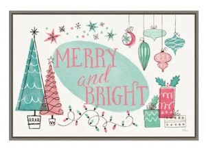 lot 7049 image: Retro Christmas I Bright by Janelle Penner Framed Canvas Wall Art, 23.25 x 16