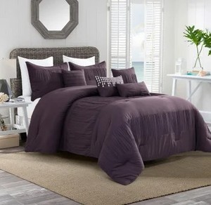 lot 7050 image: SEZJA Luxury 7 Piece Comforter- Retail$81.99, Purple King Cal King