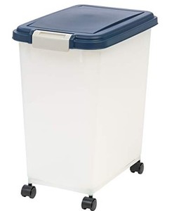 lot 3702 image: IRIS USA 33 Quart Alright Pet Food Container Navy Pearl (may not include wheels)