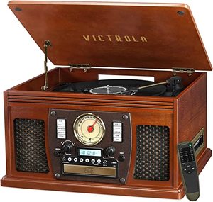lot 7002 image: Victrola 8-in-1 Bluetooth Record Player &amp Multimedia Center, Built-in Stereo Speakers - Turntable, Wireless Music Streaming