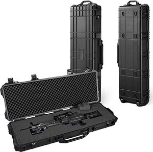 lot 12217 image: GDT 53-inch Oversized Rifle Gun Case, All Weather Water-proof Safety Hard Case with Wheels and Cuttable Foam, Watertight, Airtight, Great for Rifle, Gun, Bow, Camera and Electronic Keyboard Storing