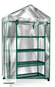 lot 12475 image: Pure Garden Home Complete Mini Greenhouse 4 Tier Indor Outdoor Sturdy Portable Shelves