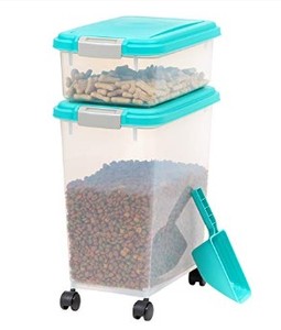 lot 12478 image: Iris USA Pet Food Containers With Wheels and Scoop