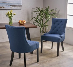 lot 12664 image: Noble House Buttonless Tufted Diamond Stitch Dining Chairs, Set Of 2 - Retail $289.99