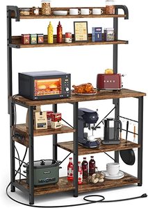 lot 12699 image: Topfurny Kitchen Microwave Cart4-Tier3-Tier Microwave Stand or Coffee Bar Table Organizer, Easy Assebly, N1, Rustic Brown
