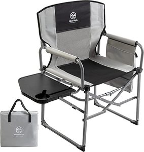 lot 12709 image: Coastrail Outdoor Gray Fold Out Chair With Mini Drink Table