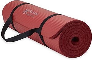 lot 12772 image: Gaiam Essentials Thick Yoga Mat Fitness And Exercise Mat Red 72Lx24Wx25 Thick