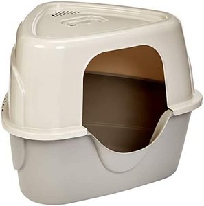 lot 12776 image: Amazon Basics Cat Litter Box Triangle Grey 2PC
