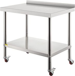 lot 12784 image: VEVOR Stainless Steel Prep Table, Heavy Duty Metal Worktable with Backsplash Commercial Workstation for Kitchen Restaurant