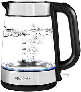 lot 12788 image: Amazon Basics Glass Electric Kettle 1.7L Clear 2PC