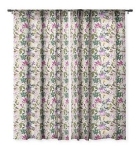 lot 3748 image: Marta Barragan Camarasa Bouquets and hummingbirds Single Panel Sheer Curtain - 50 x 84