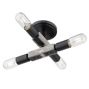 lot 2375 image: Golden Lighting 7808-FM BLK Lowell Flush Mount - Black