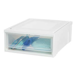 lot 2400 image: IRIS Shallow Plastic Box Chest Drawer Unit White 1 Drawer