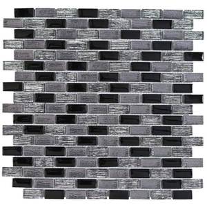 lot 2434 image: HOUSE OF MOSAICS Paris Black 11.97 in. x 11.97 in. Brick Joint Gloss Glass Mosaic Wall Tile (0.97 sq. ft.Ea)