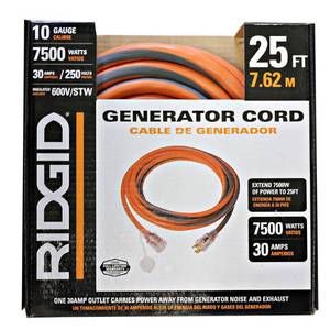 lot 3620 image: RIDGID 25 ft. 104 L14-30 Extension Cord, Orange and Grey