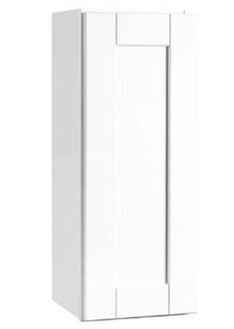 lot 7055 image: Hampton Bay Shaker Satin White Stock Assembled Wall Kitchen Cabinet (12 in. x 30 in. x 12 in.)