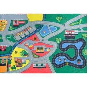 lot 7080 image: TrafficMaster Town Life Multi 3 ft. x 5 ft. Kids Play Area Rug