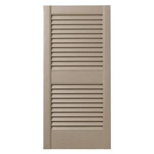 lot 12522 image: Ply Gem 15 in. x 31 in. Open Louvered Polypropylene Shutter Pair in Pebble Stone Clay, Pebblestone Clay