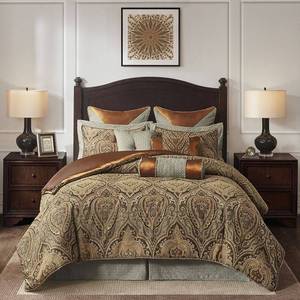 lot 1890 image: Hampton Hill Canovia Springs 10-piece Multicolor Jacquard Comforter King Set- Retail$416.99