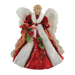 lot 1891 image: 16 inch Red Poinsetta Angel