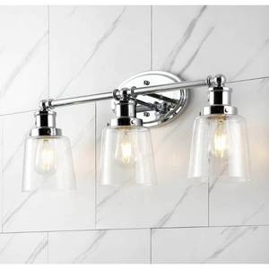 lot 1899 image: Beverly IronSeeded Glass LED Vanity Light, Chrome by JONATHAN Y- Retail$96.05