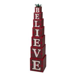 lot 1904 image: Glitzhome 42H Wooden Double-Sided BELIEVE Porch Decor
