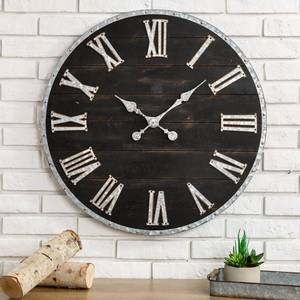 lot 1911 image: Multi Glitzhome 27.56D Oversized Farmhouse Wooden and Galvanized Wall Clock Retail $105.99