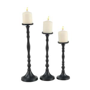 lot 2101 image: Black Iron Industrial Candle Holder (Set of 3) - 6 x 6 x 18- Retail$104.49