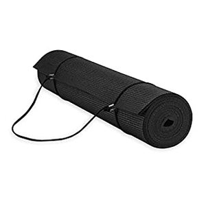 lot 3296 image: Gaiam Essentials Premium Yoga Mat with Yoga Mat Carrier Sling, Black, 72 InchL x 24 InchW x 14 Inch Thick (B07HB1JXF3)