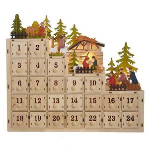 lot 3506 image: Kurt Adler 13-Inch Battery-Operated Light-Up Advent Calendar with Nativity Scene - Multi- Retail$108.25