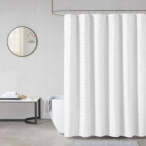 lot 3512 image: Madison Park Quade Woven Clipped Solid Shower Curtain