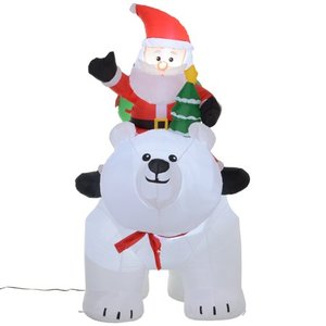 lot 3515 image: Null- 6 Christmas Holiday Yard Moving Inflatable Outdoor Light Up LED Airblown Decoration- Santa Claus and Polar Bear- Retail$79.98 HAS HOLECOULD BE PATCHED