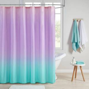 lot 3799 image: Mi Zone Sparkle Aqua Ombre Printed Glitter Shower Curtain